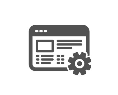 Web ayarları simgesi. Karikatür aracı işareti mühendislik. COG dişli sembolü. Kalite tasarım öğesi. Klasik stil ikonu. Vektör