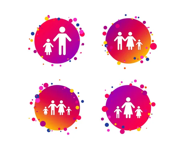 Familia Con Dos Hijos Icono Los Padres Los Niños Símbolos — Vector de stock