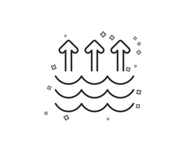 Buharlaşma satırı simgesi. Küresel ısınma işareti. Dalgalar sembolü. Geometrik şekiller. Rasgele çapraz öğelerin. Doğrusal buharlaşma simgesi tasarım. Vektör