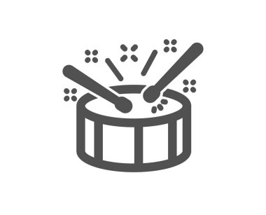 Sopaları simgesi ile davul. Müzik işareti. Müzik aleti sembolü. Kalite tasarım öğesi. Klasik stil ikonu. Vektör
