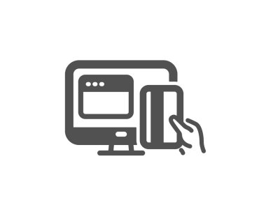 Online ödeme yöntemleri simgesi. Web para işareti. Kredi kartı sembolü. Kalite tasarım öğesi. Klasik stil ikonu. Vektör