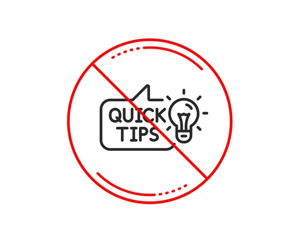 Kein Stoppschild Quick Tips Zeilensymbol Hilfreiche Tricks Tutorials Mit Ideensymbol — Stockvektor