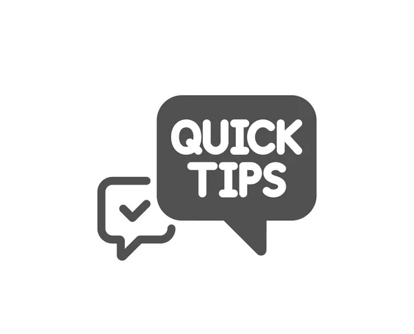 Quick Tips Icon Helpful Tricks Speech Bubble Sign Quality Design — Stock Vector