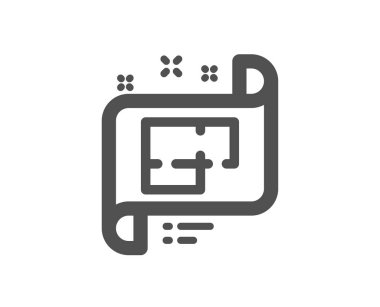 Mimari planı simgesi. Teknik Proje işareti. Kalite tasarım öğesi. Klasik stil ikonu. Vektör