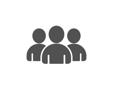 Grup simgesi. Kullanıcı veya takım çalışması işareti. Kişi siluet simge. Kalite tasarım öğesi. Klasik stil ikonu. Vektör