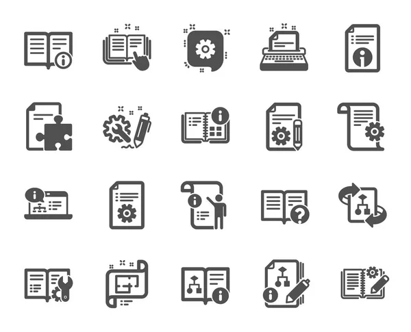 Symbole Für Technische Dokumente Set Von Bedienungsanleitungen Plan Und Handbuch — Stockvektor