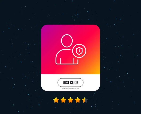 ユーザー保護線のアイコン シールドの記号でプロフィールのアバター 人物シルエットの記号 Web やインターネットの線アイコンのデザイン 評価は星です ボタンをクリックするだけ ベクトル — ストックベクタ