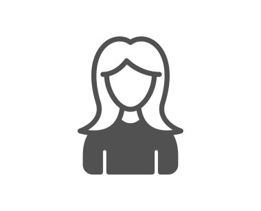 Kullanıcı simgesi. Kadın profil iz yok. Kadın kişi siluet simge. Kalite tasarım öğesi. Klasik stil ikonu. Vektör