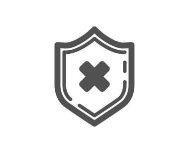 Koruma simgesi reddetmek. Kalkan işareti reddedin. Güvenlik yok. Kalite tasarım öğesi. Klasik stil ikonu. Vektör