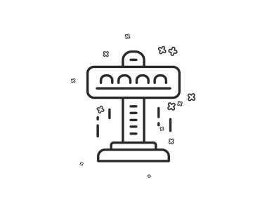 Carousels satırı simgesi. Eğlence cazibe park işareti. Geometrik şekiller. Rasgele çapraz öğelerin. Doğrusal cazibe simge tasarım. Vektör