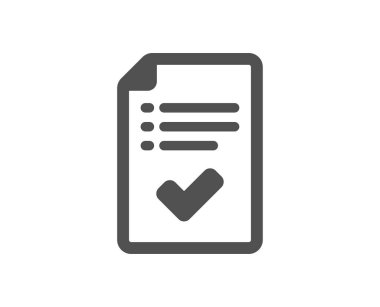 Onaylanan Denetim listesi simgesi. Kabul edilen veya teyit işareti. Rapor simgesi. Kalite tasarım öğesi. Klasik stil ikonu. Vektör