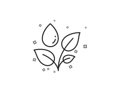 Satırı simgesi sulama tesisleri. Yaprakları işaret dew. Çevre bakım sembolü. Geometrik şekiller. Rasgele çapraz öğelerin. Doğrusal bitkiler simgesi tasarım sulama. Vektör