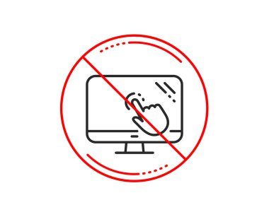 Hayır veya Dur işareti. Ekran satırı simgeye dokunun. Online bilgi yarışması test işareti. Uyarı yasağı dur sembolü yasaktır. Yok simgesi tasarım. Vektör