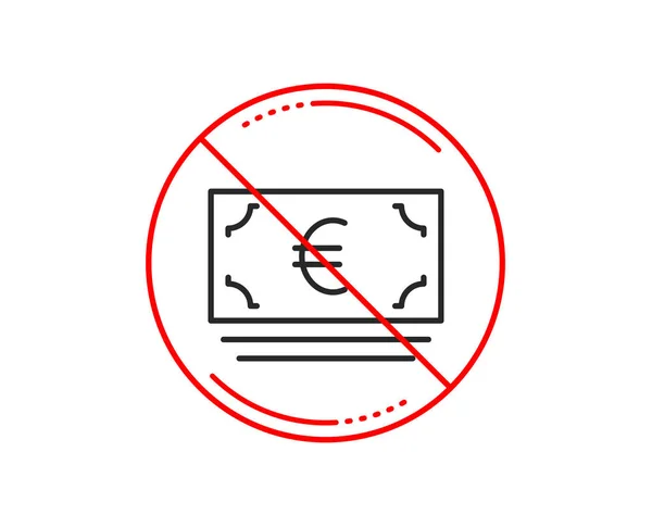 Señal Stop Icono Línea Dinero Signo Moneda Bancaria Euro Símbolo — Archivo Imágenes Vectoriales