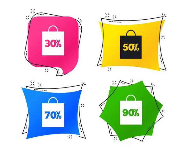 Sale Bag Tag Icons Discount Special Offer Symbols Percent Discount — Stock Vector