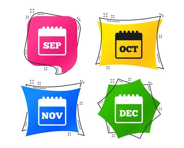 Iconos Del Calendario Símbolos Del Mes Septiembre Noviembre Octubre Diciembre — Vector de stock