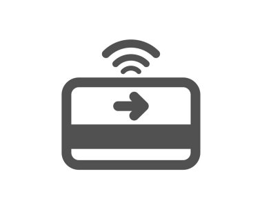 Temassız ödeme simgesi. Kredi kartı işareti. Finans simgesi. Kalite tasarım öğesi. Klasik stil ikonu. Vektör