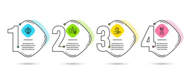 Infographic Şablon 4 seçenekleri veya adımları. Ayarla güneş koruma, sertifika ve palyaço simgeler. Öğrenci işareti. Ultraviyole bakım, en iyi çalışan, komik performans. Mezuniyet kep. Vektör