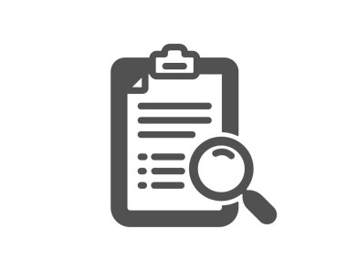 Arama Analizi simgesi. Belge imzalamak bulun. Cam büyüt. Kalite tasarım öğesi. Klasik stil ikonu. Vektör