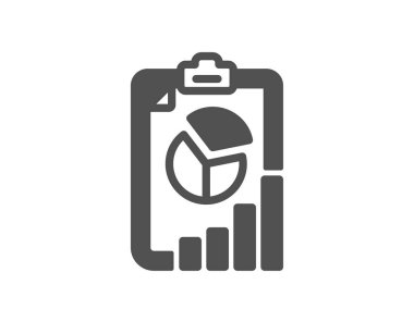 Rapor simgesi. Sütun grafiği, pasta grafik işareti. Pazar analytics sembolü. Kalite tasarım öğesi. Klasik stil ikonu. Vektör