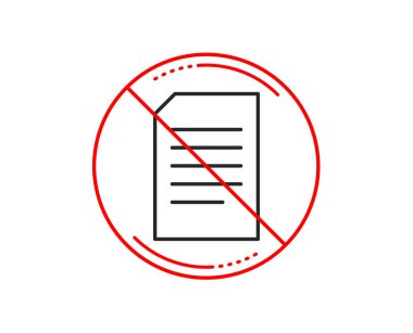 Hayır veya Dur işareti. Belge yönetimi satırı simgesi. Bilgi dosya işareti. Kağıt sayfası kavramı sembol. Uyarı yasağı dur sembolü yasaktır. Yok simgesi tasarım. Vektör