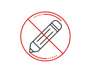 Hayır veya Dur işareti. Kalem satırı simgesi. İşareti düzenleyin. Çizim veya ekipman sembolü yazma. Uyarı yasağı dur sembolü yasaktır. Yok simgesi tasarım. Vektör