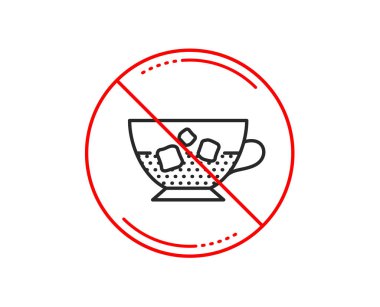 Hayır veya Dur işareti. Buz simgesi ile kahve. Soğuk içecek işareti. İçecek sembolü. Uyarı yasağı dur sembolü yasaktır. Yok simgesi tasarım. Vektör