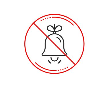 Hayır veya Dur işareti. Noel çan satırı simgesi. Yılbaşı ağacı süsleme işareti. Uyarı yasağı dur sembolü yasaktır. Yok simgesi tasarım. Vektör