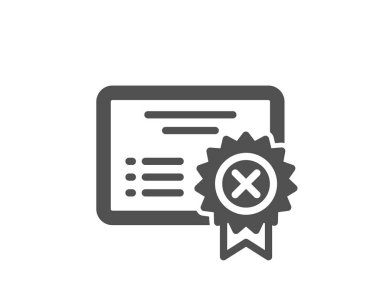 Sertifika simge reddetmek. Belge işareti reddedin. Yanlış dosya. Kalite tasarım öğesi. Klasik stil ikonu. Vektör