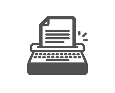 Daktilo simgesi. Copywriting işareti. Yazar makine sembolü. Kalite tasarım öğesi. Klasik stil ikonu. Vektör