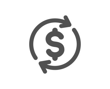 Döviz Alım Satım simgesi. Para transferi işareti. Döndürme ok sembolü olarak dolar. Kalite tasarım öğesi. Klasik stil ikonu. Vektör