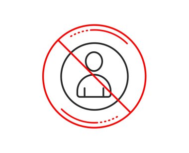 Hayır veya Dur işareti. Kullanıcı satırı simgesi. Avatar işareti profil. Kişi siluet simge. Uyarı yasağı dur sembolü yasaktır. Yok simgesi tasarım. Vektör