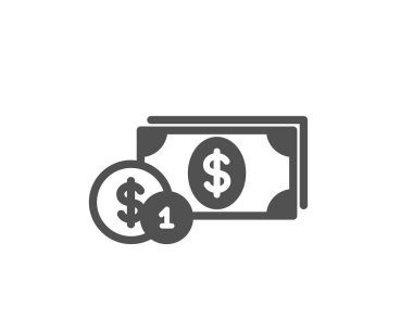 Nakit para sikke simge ile. Para birimi işareti bankacılık. Dolar veya Usd sembolü. Kalite tasarım öğesi. Klasik stil ikonu. Vektör