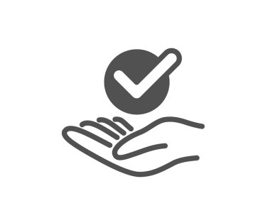 Onaylanmış simgesi. Kabul edilen veya teyit işareti. Doğrulanmış sembolü. Kalite tasarım öğesi. Klasik stil ikonu. Vektör