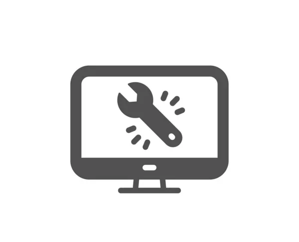 Icona Strumento Chiave Monitorare Computer Segno Servizio Riparazione Fix Strumento — Vettoriale Stock