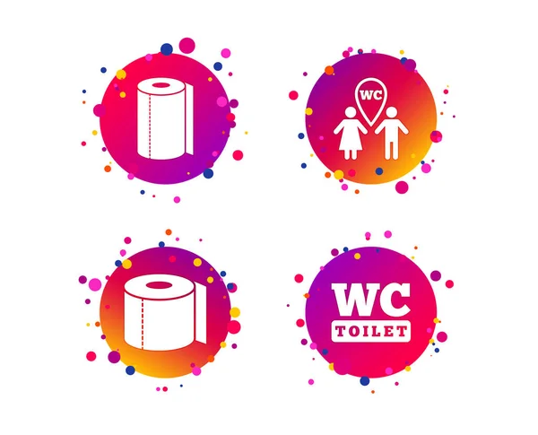 Des Icônes Papier Toilette Panneaux Toilettes Pour Dames Messieurs Essuie — Image vectorielle