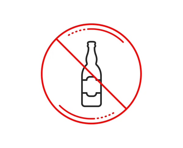 Pas Stop Signe Icône Ligne Bouteille Bière Pub Craft Enseigne — Image vectorielle