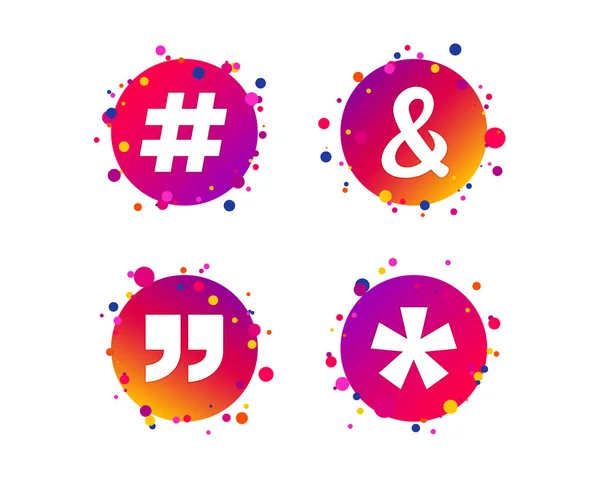 Citação Asterisco Ícones Nota Rodapé Hashtag Mídias Sociais Ampersand Símbolos — Vetor de Stock