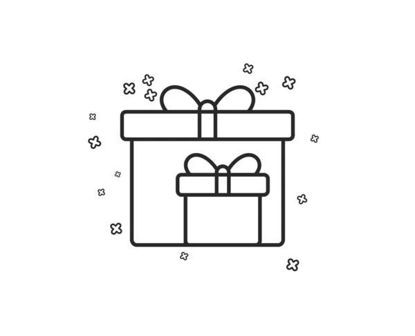 Cajas Regalo Icono Línea Presente Venta Signo Cumpleaños Símbolo Compras — Vector de stock