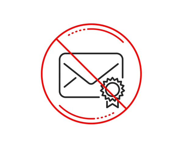 Pas Stop Signe Icône Ligne Mail Vérifiée Message Confirmé Signe — Image vectorielle