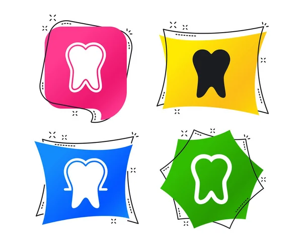 Fogak Zománc Védelem Ikonok Dental Fogkrém Ellátás Jelei Egészséges Fogak — Stock Vector