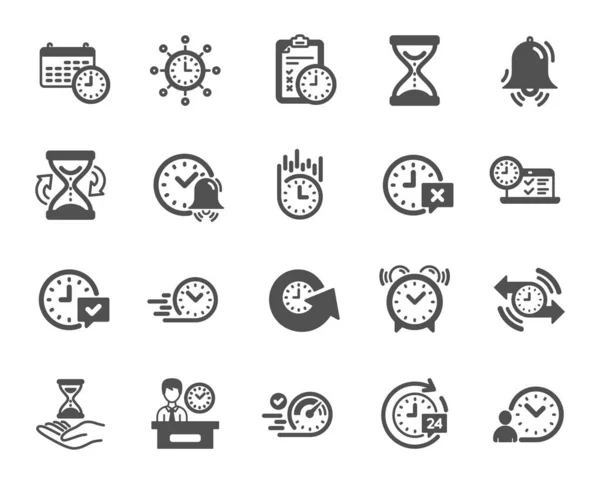 Iconos Tiempo Conjunto Calendario Temporizador Gestión Tiempo Iconos Servicio Entrega — Vector de stock