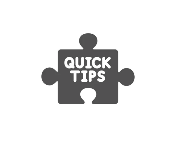 Quick Tips Puzzle Icon Helpful Tricks Sign Quality Design Element — Stock Vector