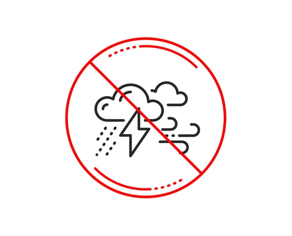 Kein Stoppschild Wolken Mit Regentropfen Blitz Windlinie Schlechtwetterzeichen Vorsicht Verbotenes — Stockvektor