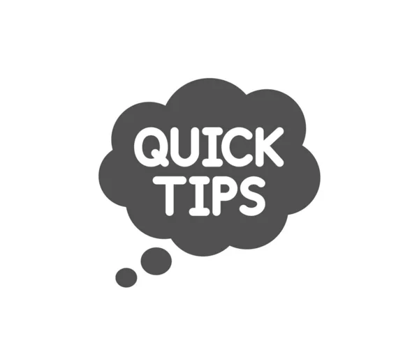 Snelle Tips Pictogram Handige Trucs Toespraak Bubble Teken Kwaliteit Ontwerpelement — Stockvector