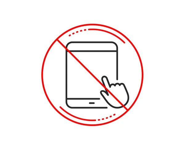 没有或停止标志 平板电脑 带有手动光标符号的移动设备 触摸屏小工具符号 注意禁止禁止停止符号 无图标设计 — 图库矢量图片