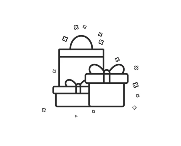 Κουτιά Δώρων Εικονίδιο Γραμμή Τσάντας Παρόν Σημάδι Πώλησης Γενέθλια Εμπορικό — Διανυσματικό Αρχείο