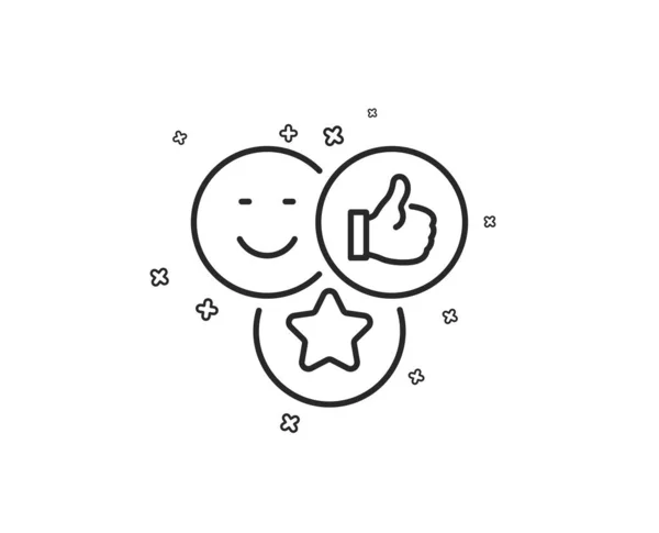 Social media likes line icon. Thumbs up sign. Positive smile feedback symbol. Geometric shapes. Random cross elements. Linear Like icon design. Vector
