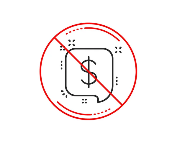 Stop Sign Payment Received Line Icon Dollar Sign Finance Symbol — Stock Vector