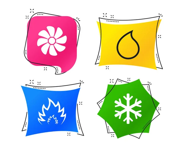 Hvac 通风和空调符号 气候控制技术标志 几何彩色标签 带有平面图标的横幅 时尚的设计 — 图库矢量图片